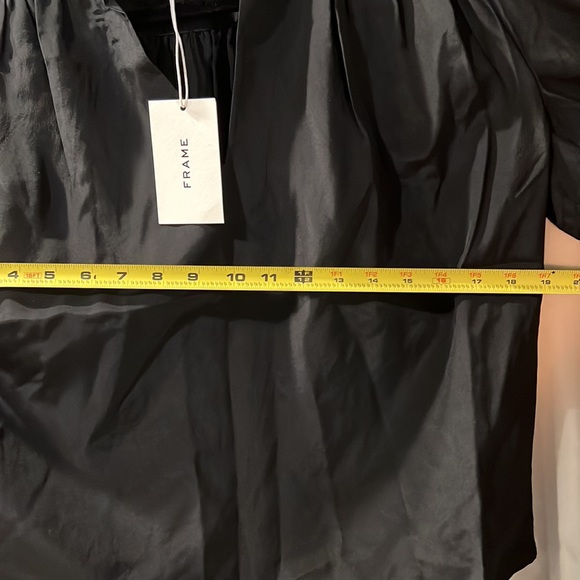 FRAME Cali Gathered Silk Top size XS color Noir - Picture 9 of 11